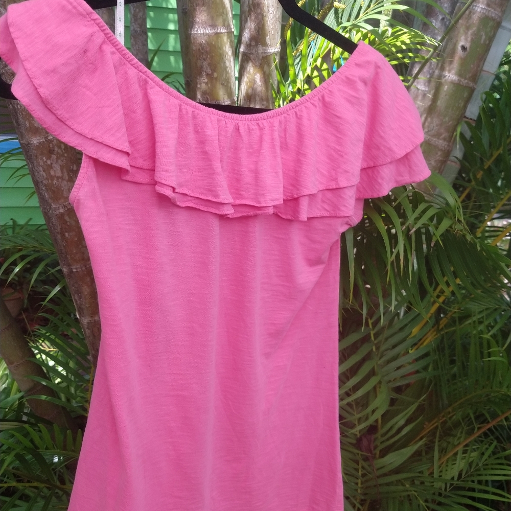 Lilly Pulitzer Pink Ruffled Off-Shoulder Top